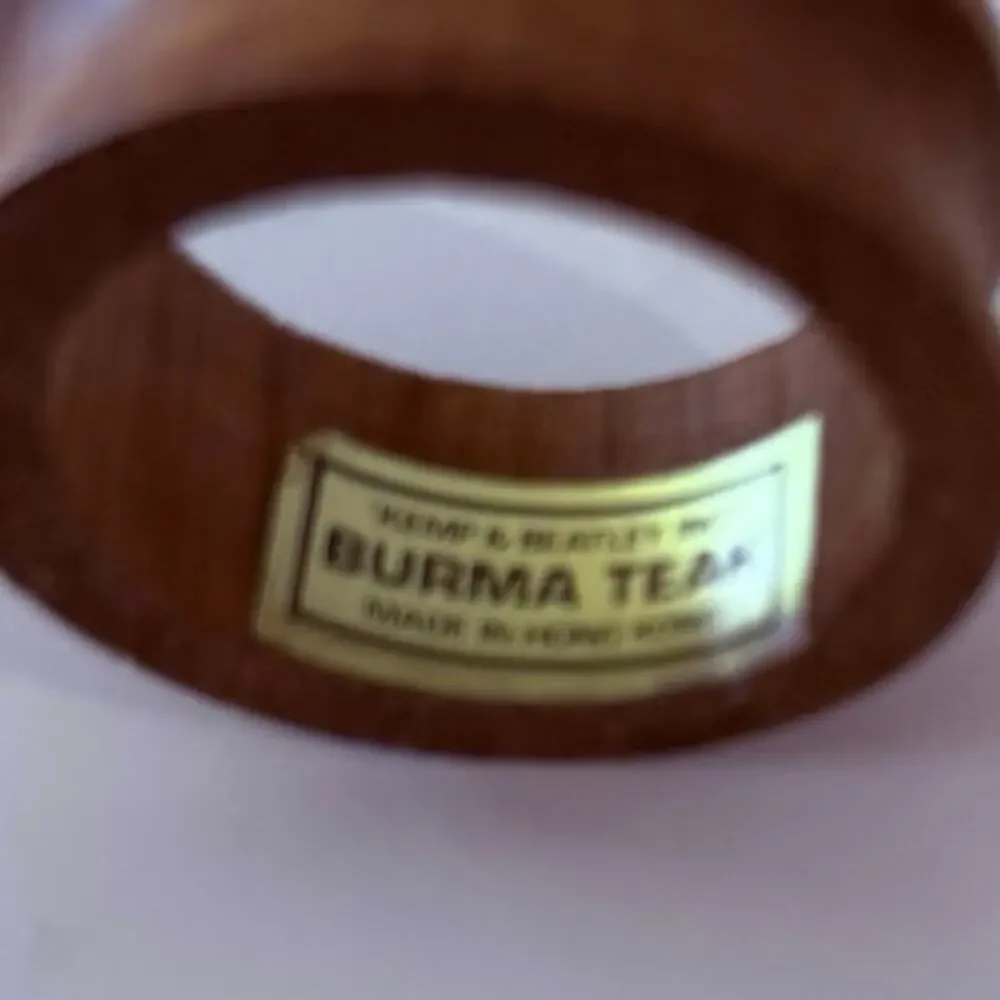 Kemp & Beatley Napkin Rings Burma Teak Wood Set of 11 Holders